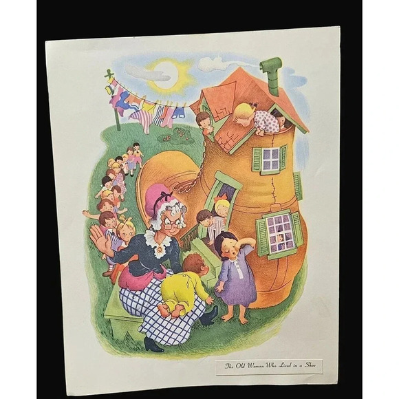 Vintage Mother Goose Nursery Rhyme Prints Set of 8 Loose Prints Only No Frames - Picture 6 of 11